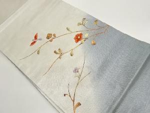 金彩花鳥に枝葉模様刺繍名古屋帯
